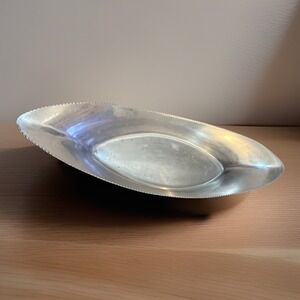 Vintage Stamped Spanish Made Aluminum Decorative Serving Dish Bread Tray